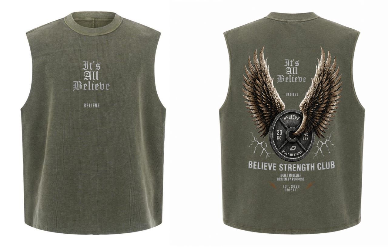 BELIEVE STRENGTH CLUB OVERSIZED SLEEVELESS TANK - DBISFIT