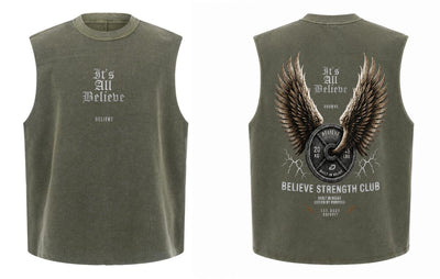 BELIEVE STRENGTH CLUB OVERSIZED SLEEVELESS TANK - DBISFIT