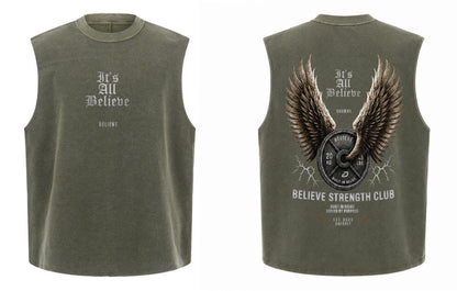 BELIEVE STRENGTH CLUB OVERSIZED SLEEVELESS TANK - DBISFIT