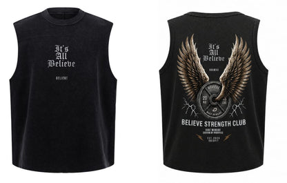 BELIEVE STRENGTH CLUB OVERSIZED SLEEVELESS TANK - DBISFIT