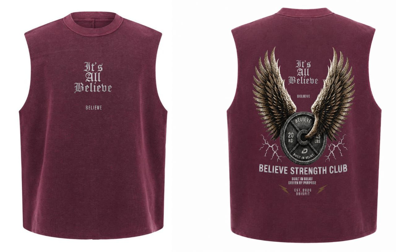 BELIEVE STRENGTH CLUB OVERSIZED SLEEVELESS TANK - DBISFIT