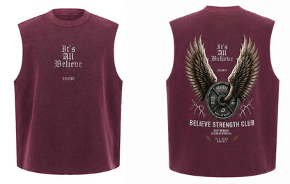 BELIEVE STRENGTH CLUB OVERSIZED SLEEVELESS TANK - DBISFIT