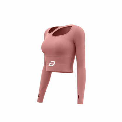 Cut - Neck Long - Sleeve Crop Top - DBISFIT
