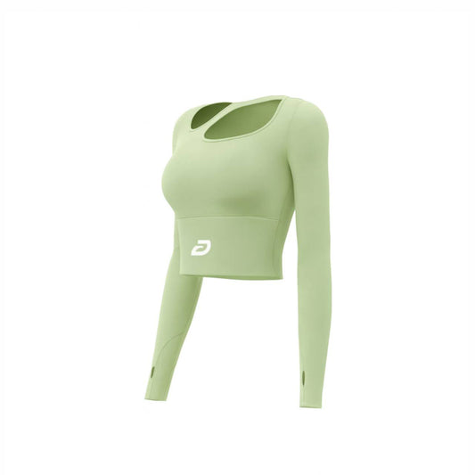 Cut - Neck Long - Sleeve Crop Top - DBISFIT